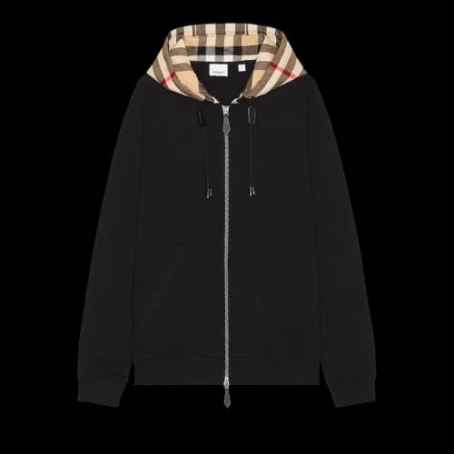 Burberry Check Pattern Hoodie 'Black'