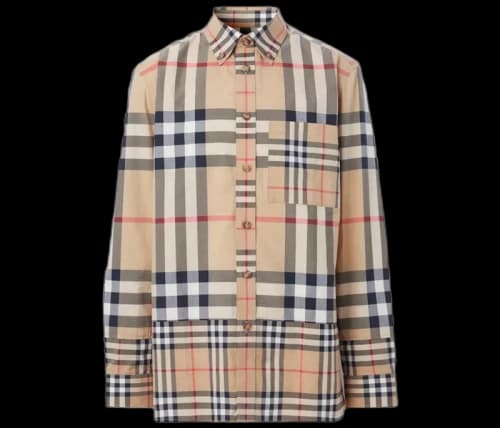 Burberry Contrast Check Cotton Shirt Archive Beige