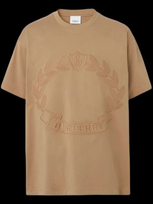 Burberry Embroidered-Logo Cotton T-shirt Beige