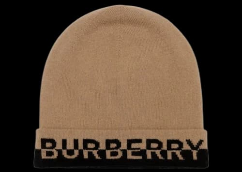 Burberry Embroidered Logo Knitted Beanie Brown