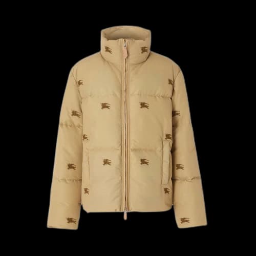 Burberry Embroidered Ekd Nylon Puffer Jacket Camel