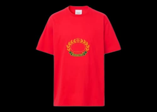 Burberry Oak Leaf Crest Cotton Oversized T-Shirt Bright Red