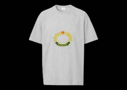 Burberry Oak Leaf Crest Cotton Oversized T-Shirt Pale Grey Melange