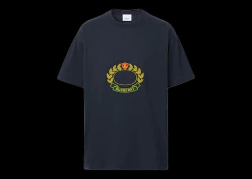 Burberry Oak Leaf Crest Cotton Oversized T-Shirt Dark Charcoal Blue