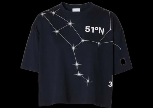 Burberry Cropped Constellation Print T-shirt Navy