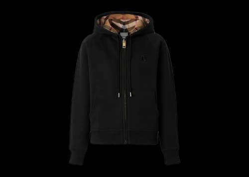 Burberry Women's Letter Graphic Cotton Blend Zip Hoodie Black