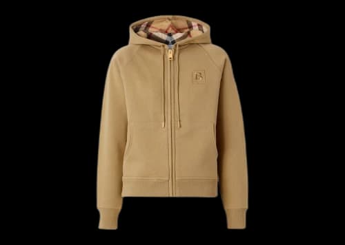 Burberry Women's Letter Graphic Cotton Blend Zip Hoodie Honey