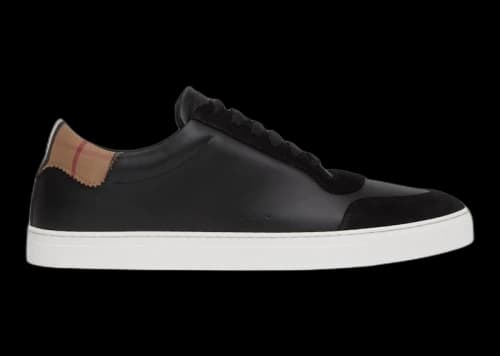 Burberry Leather Suede and Vintage Check Cotton Sneakers Black