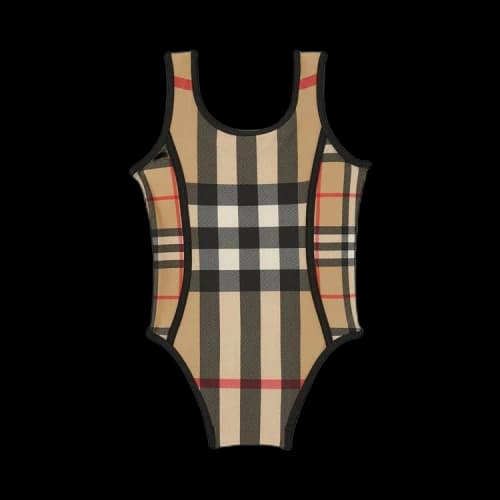 Burberry Kids Contrast Check Swimsuit 'Archive Beige'