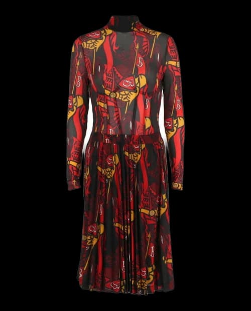 Burberry Long Sleeve Trapeze Dress Black/Multi
