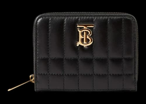 Burberry Quilted Leather Lola Zip Wallet Black /Light Gold