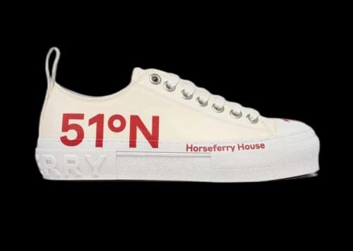 Burberry Coordinates Printed Lace-Up Sneakers White Red