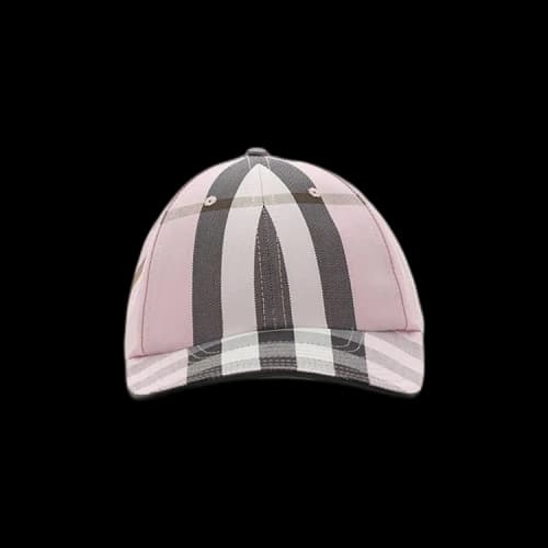 Burberry Logo Detail Check Cotton Baseball Cap Pink/Black