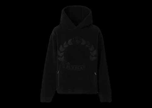 Burberry Embroidered Oak Leaf Crest Fleece Hoodie Black