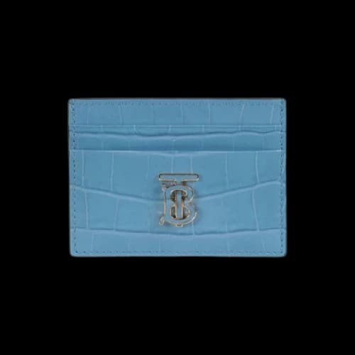 Burberry Crocodile Embossed TB Card Holder 'Blue'