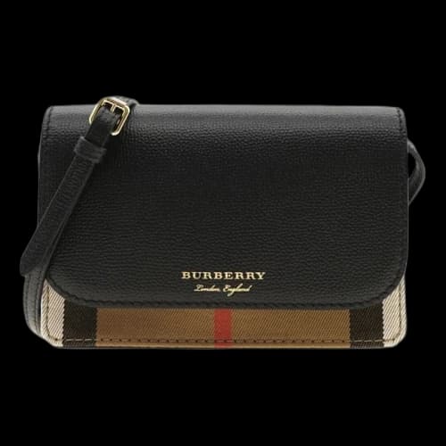 Burberry Hampshire Check Canvas Leather Crossbody Black/Archive Beige