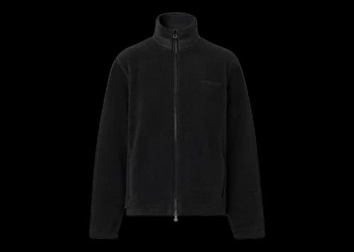 Burberry Embroidered Oak Leaf Crest Fleece Jacket Black