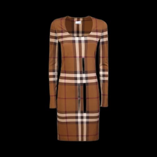Burberry Exaggerated Check Crewneck Dress 'Dark Birch/Brown'