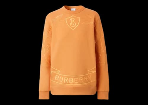 Burberry Embroidered Oak Leaf Crest Cotton Sweatshirt Dusty Orange