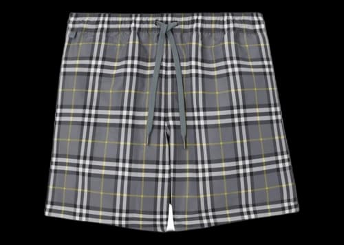 Burberry Check Drawcord Swim Shorts Storm Grey