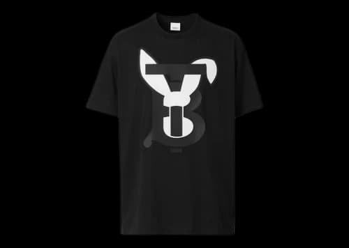 Burberry Rabbit Logo-Print Cotton T-Shirt Black/White