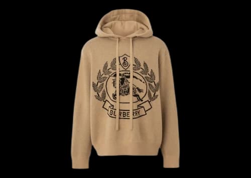 Burberry Knight Logo Knit Hoodie Beige