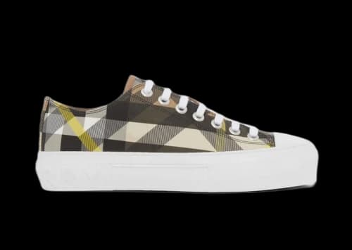 Burberry Exaggerated Check Cotton Sneakers Wheat (Women's)