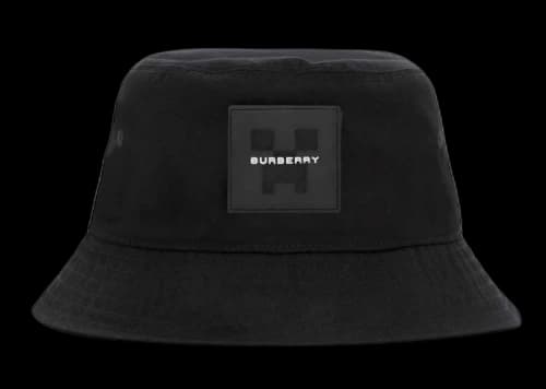 Burberry x Minecraft Logo Applique Cotton Gabardine Bucket Hat Black