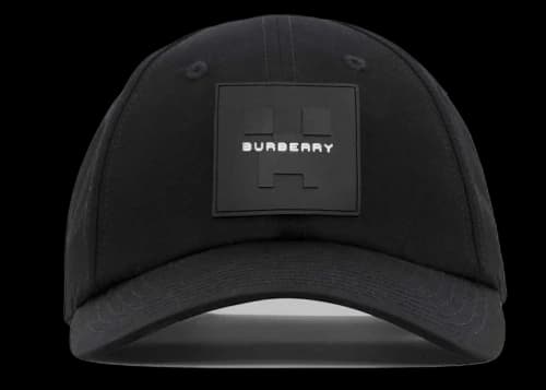 Burberry x Minecraft Logo Applique Cotton Gabardine Baseball Cap Black
