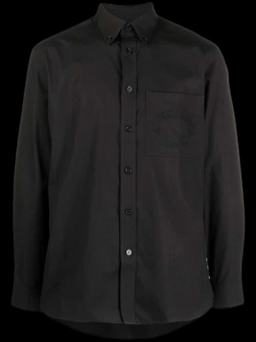 Burberry Logo-Embroidered Long-Sleeved Shirt Black
