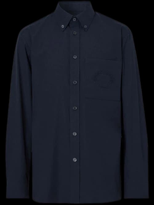 Burberry Logo-Embroidered Long-Sleeved Shirt Midnight Blue