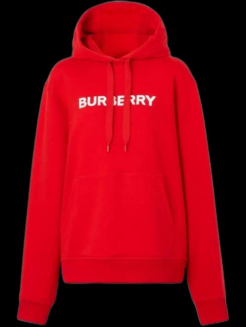 Burberry Logo-Print Cotton Hoodie Red