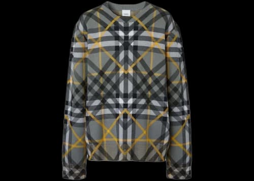 Burberry Layered Check Cotton Jacquard Jumper Grey