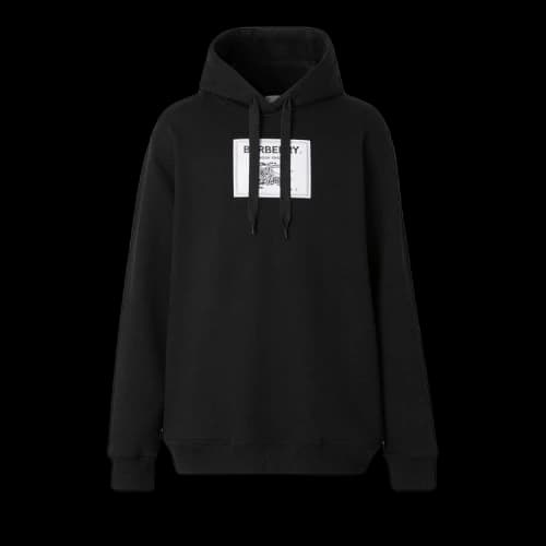 Burberry Logo Patch Drawstring Hoodie 'Black'