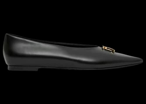 Burberry TB Logo Pointed Toe Flat Black (Women's)