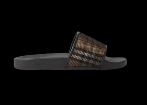 Burberry Check Cotton Mesh Slides Black