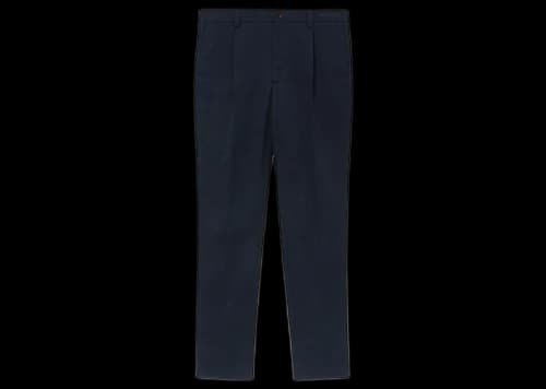 Burberry Straight Leg Cotton Tailored Trousers Navy