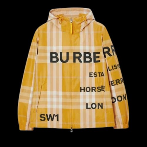 Burberry Check Pattern Rain Jacket 'Marigold'