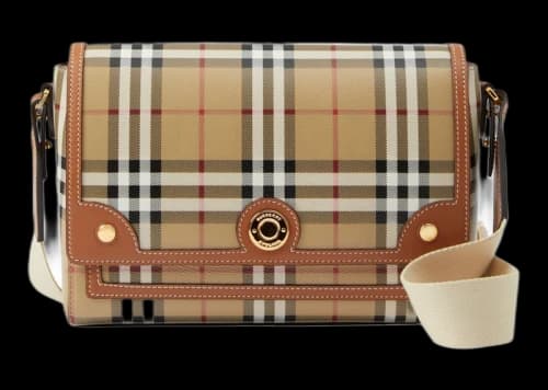 Burberry Check And Leather Note Bag Briar Brown