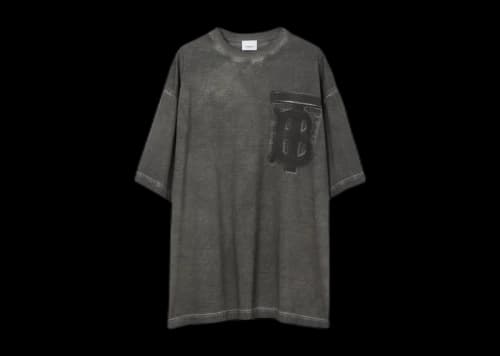 Burberry Monogram Motif Cotton Oversized T-shirt Charcoal Grey
