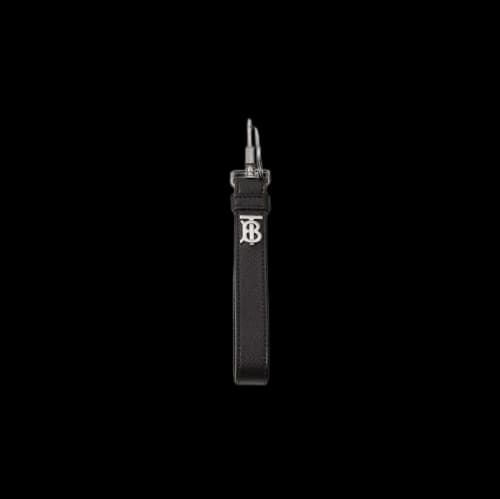 Burberry Monogram Motif Grainy Leather Key Ring Black
