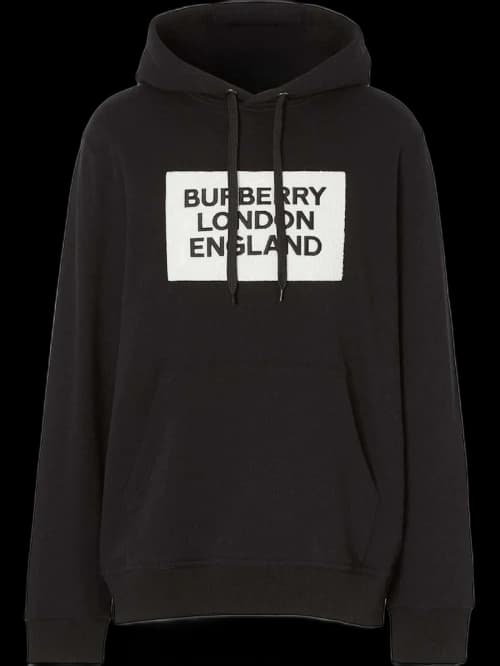 Burberry Logo Patch Hoodie Black