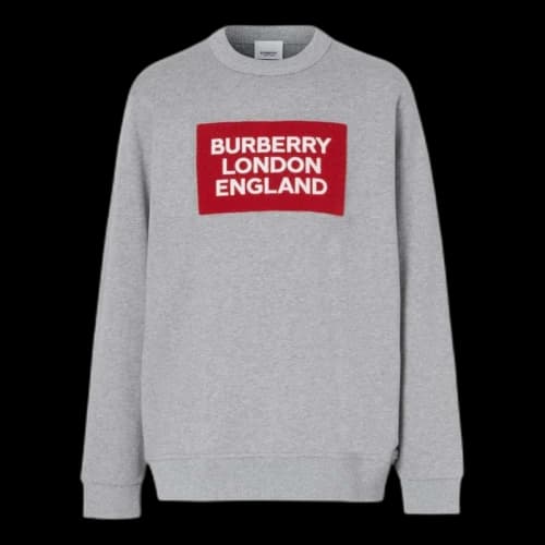Burberry Logo Patch Cotton Sweatshirt Grey