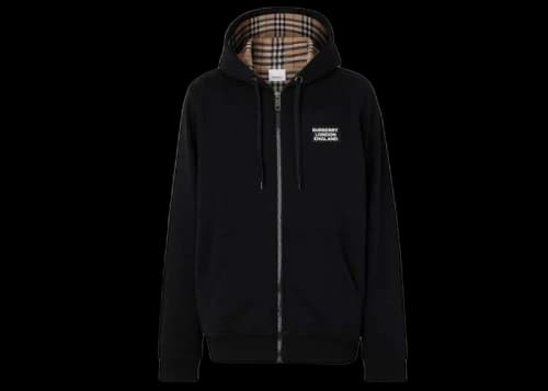 Burberry Cotton Blend Zip Hoodie Black