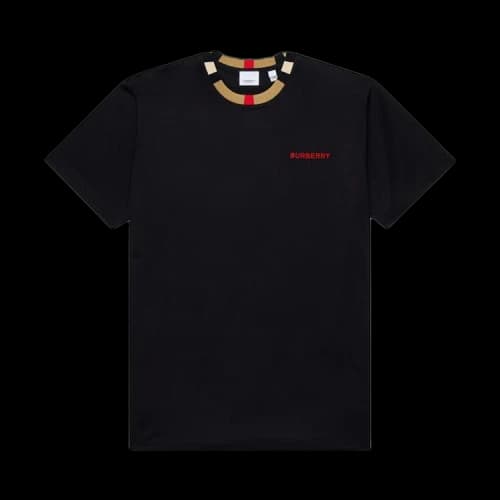 Burberry Icon Stripe Trim Cotton T-Shirt 'Black'