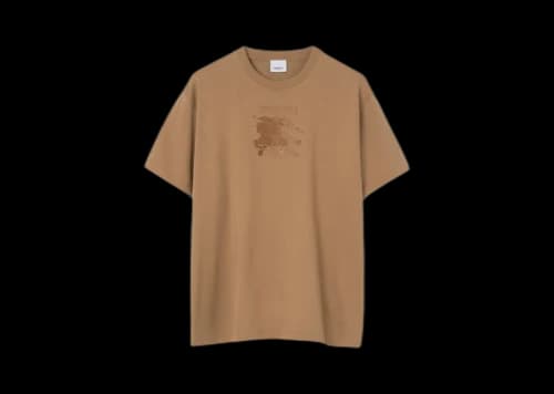 Burberry Embroidered Monogram EKD Cotton T-shirt Camel