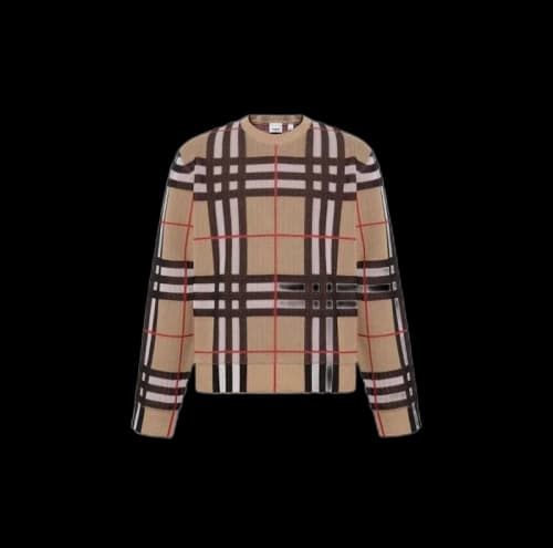 Burberry Check Technical Crewneck Sweater Archive Beige