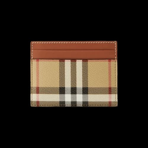 Burberry Check Print Card Holder Archive Beige