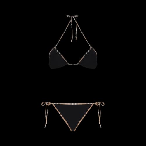Burberry Women's Check Trim Triangle Bikini Black