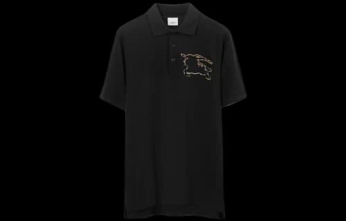 Burberry Check EKD Cotton Pique Polo Shirt Black
